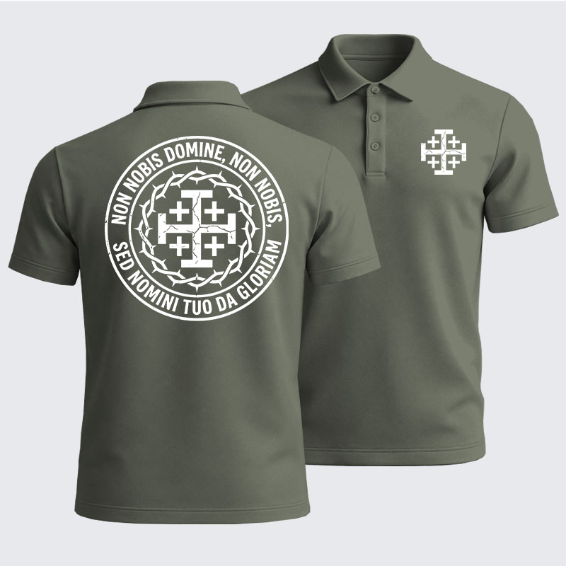 Men’s Premium Cotton Polo Shirt -  Non Nobis Domine, Non Nobis, Sed Nomini Tuo Da Gloriam
