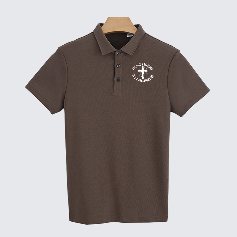It's Not A Religion It's A Relationship Christian Cotton Short Sleeve Polo Shirt