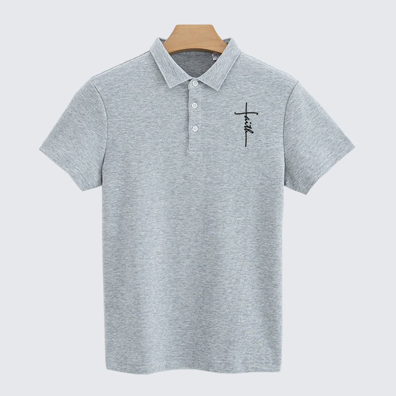 Faith Cross Christian Cotton Short Sleeve Polo Shirt