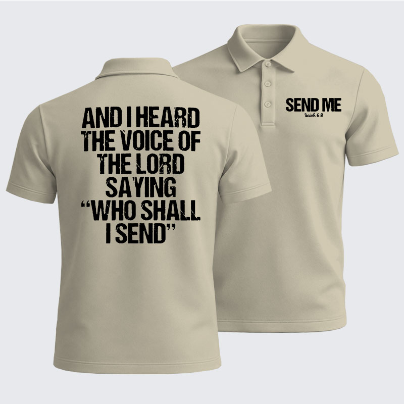 Men’s Premium Cotton Polo Shirt - Send Me Isaiah 6:8