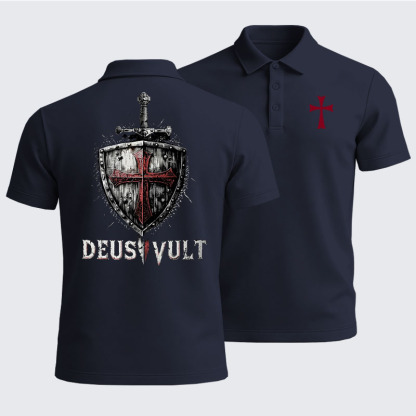 [Copy]Men’s Premium Cotton Polo Shirt - Knights Templar Crusader Cross Faith