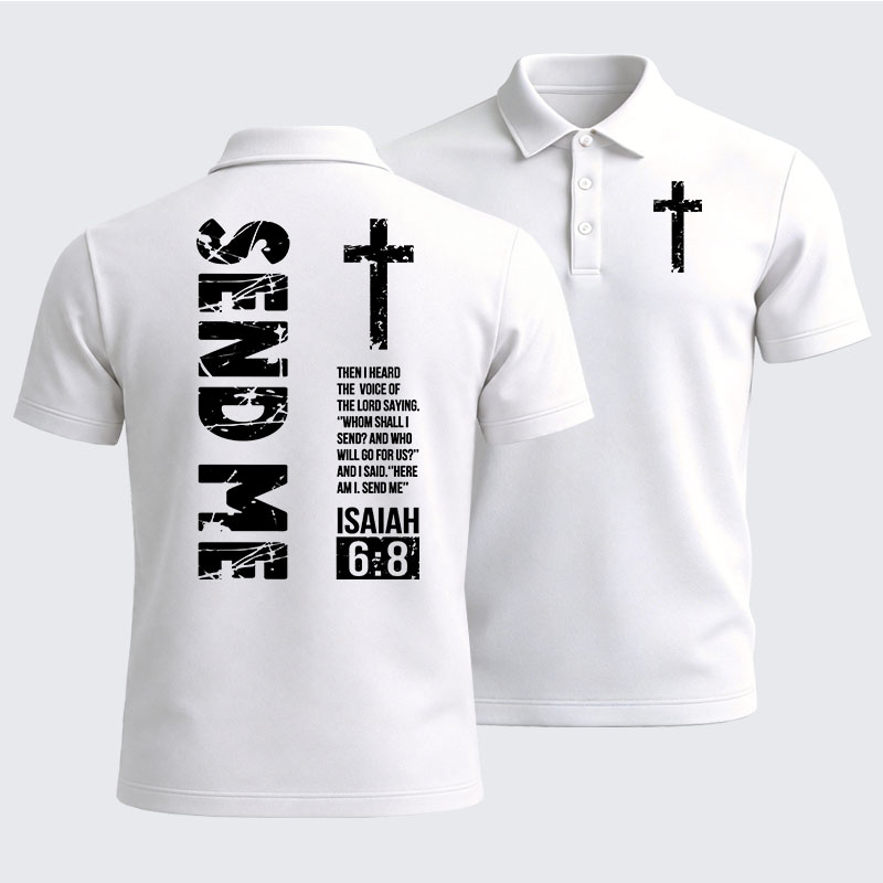 Men’s Premium Cotton Polo Shirt - Send Me Isaiah 6:8