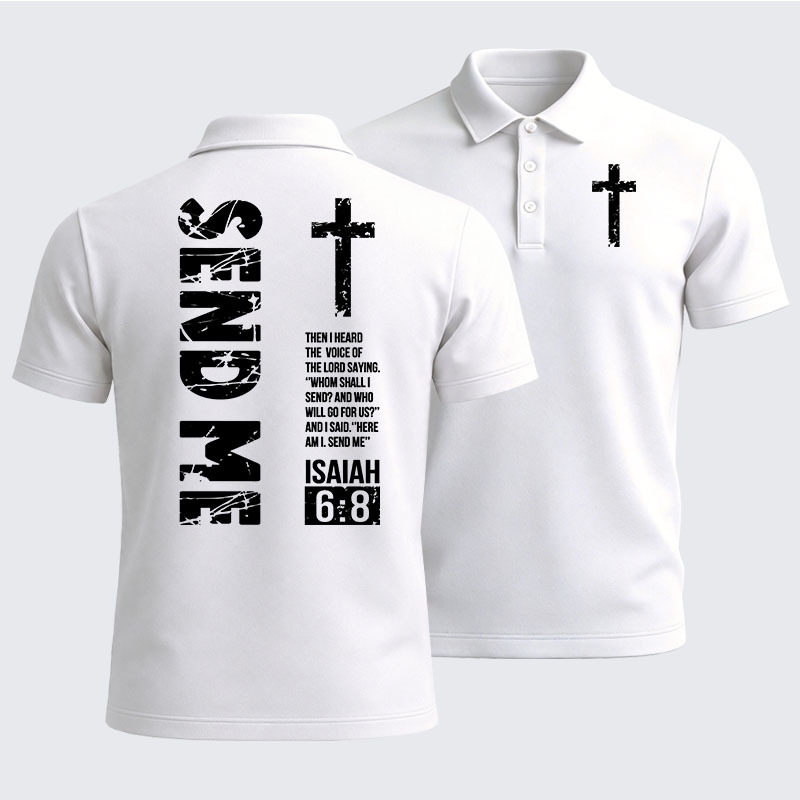 Men’s Premium Cotton Polo Shirt - Send Me Isaiah 6:8