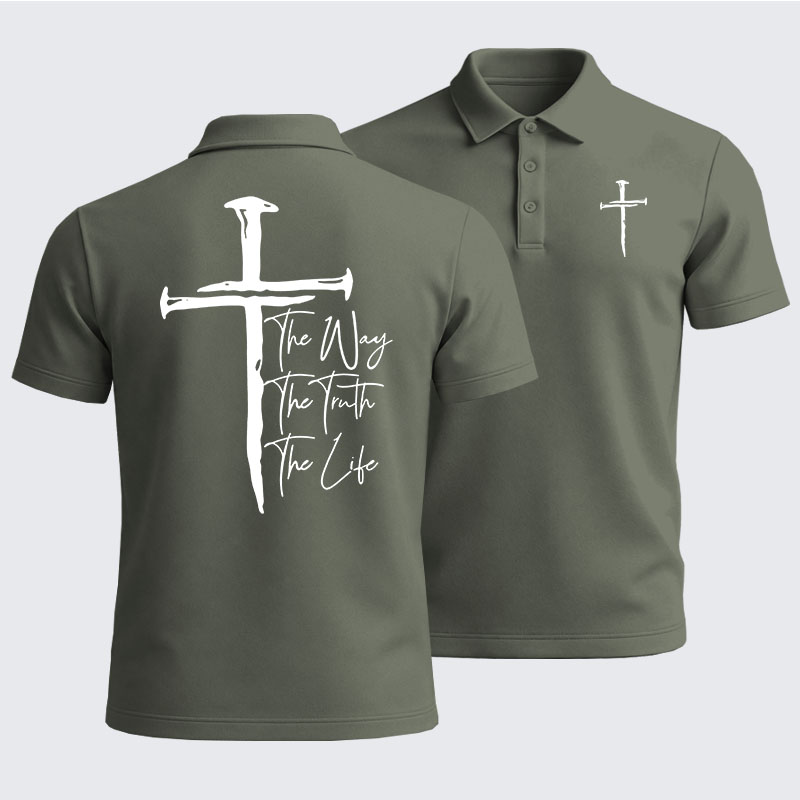 Men’s Premium Cotton Polo Shirt - Jesus The Way The Truth The Life