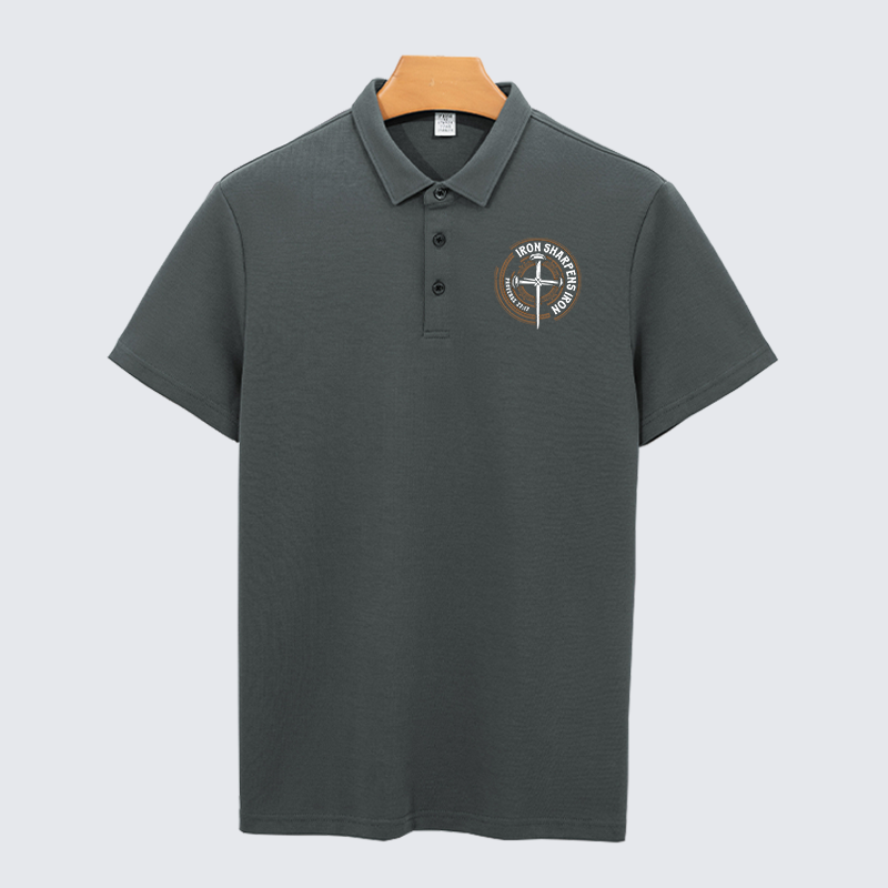Iron Sharpens Iron - Proverbs 27:17 Christian Cotton Short Sleeve Polo Shirt