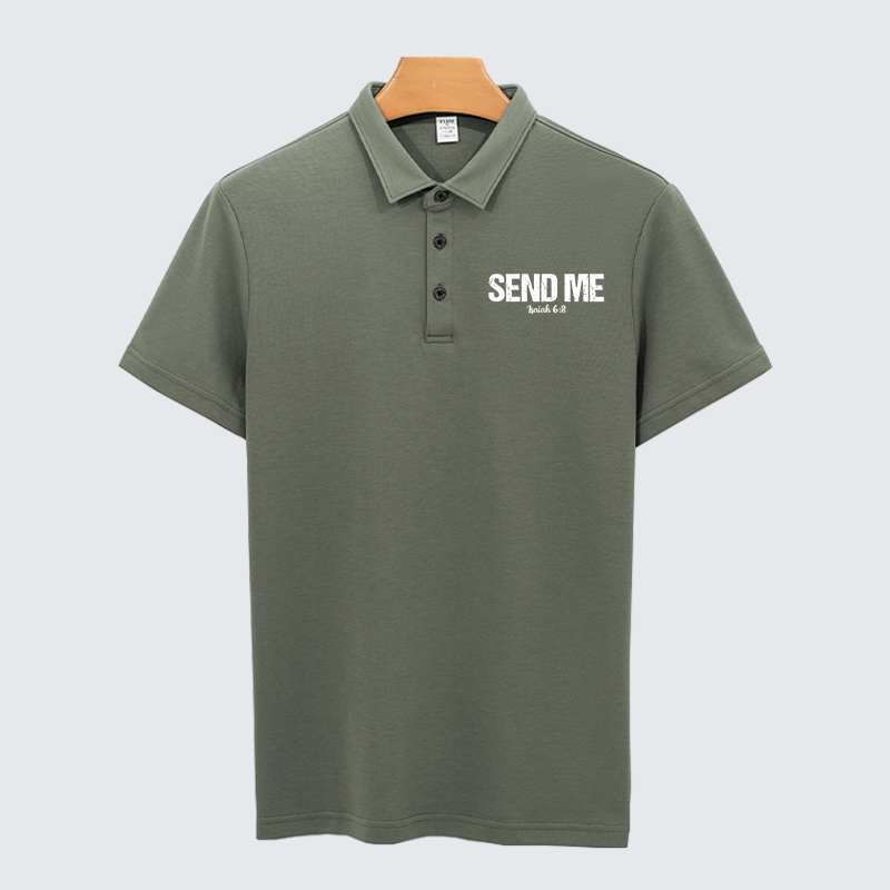 Isaiah 6:8 - SEND ME Christian Cotton Short Sleeve Polo Shirt