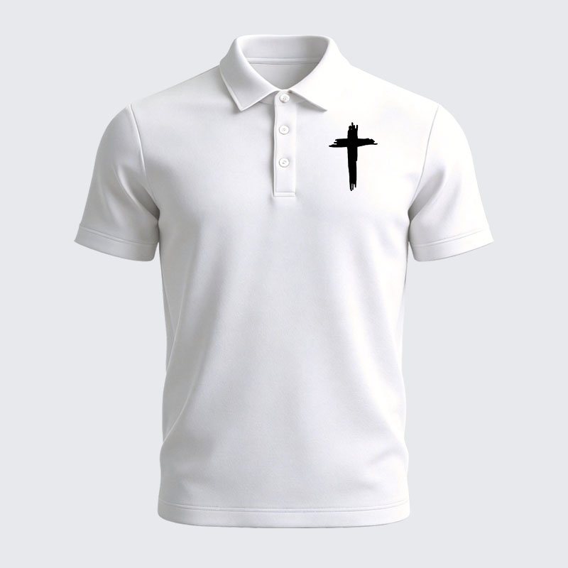 Men’s Premium Cotton Polo Shirt - Cross Printed