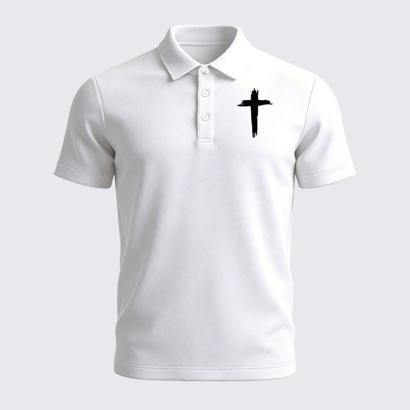 Men’s Premium Cotton Polo Shirt - Cross Printed