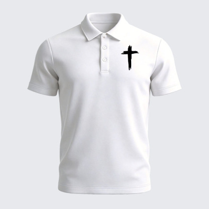 Men’s Premium Cotton Polo Shirt - Cross Printed