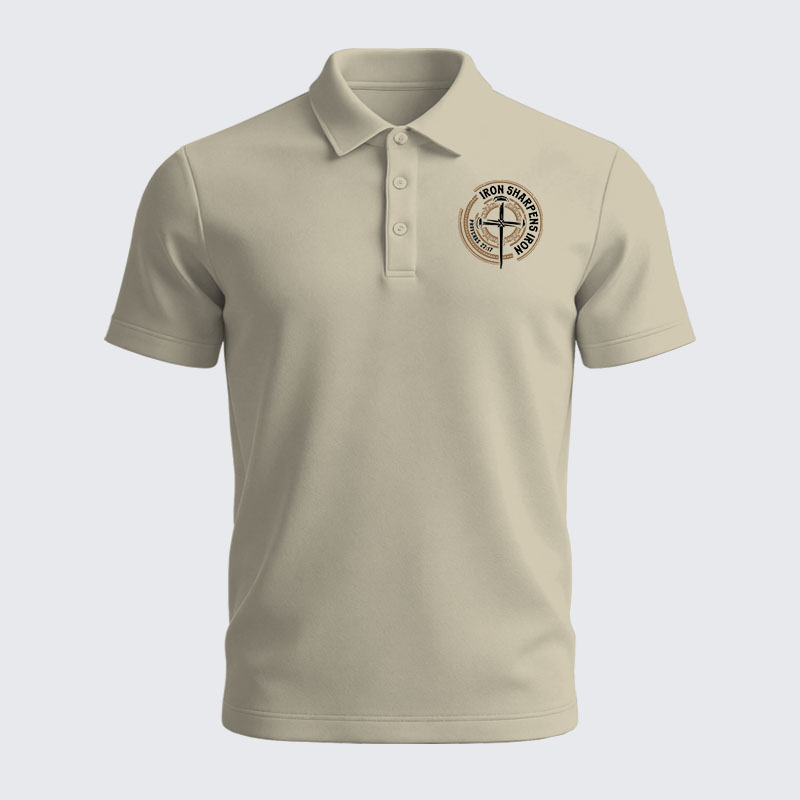 Men’s Premium Cotton Polo Shirt - Iron Sharpens Iron - Proverbs 27:17