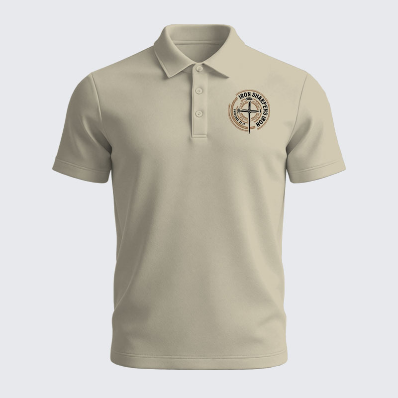 Men’s Premium Cotton Polo Shirt - Iron Sharpens Iron - Proverbs 27:17