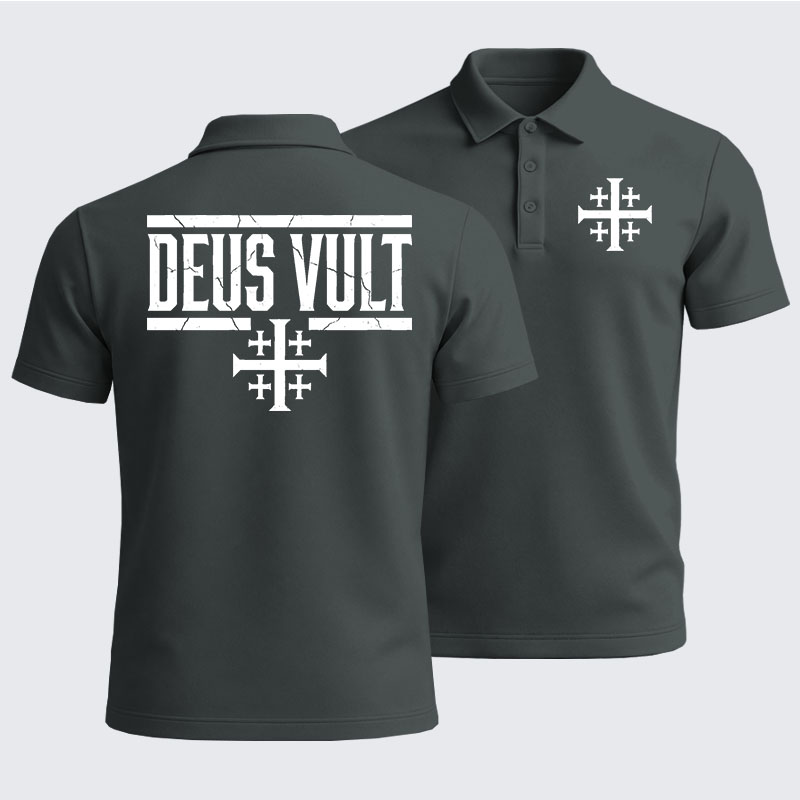 Men’s Premium Cotton Polo Shirt - Deus Vult