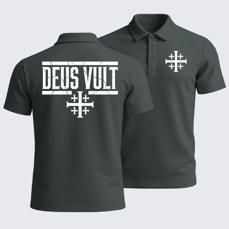 Men’s Premium Cotton Polo Shirt - Deus Vult