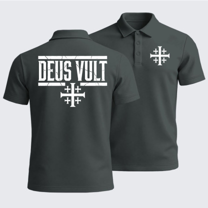 Men’s Premium Cotton Polo Shirt - Deus Vult