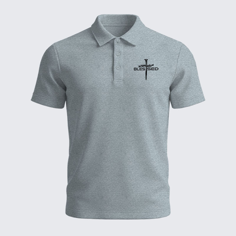 Men’s Premium Cotton Polo Shirt - Cross Blessed