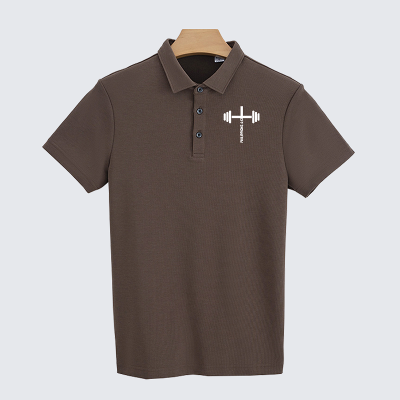  Fitness Philippians 4:13 Christian Cotton Short Sleeve Polo Shirt