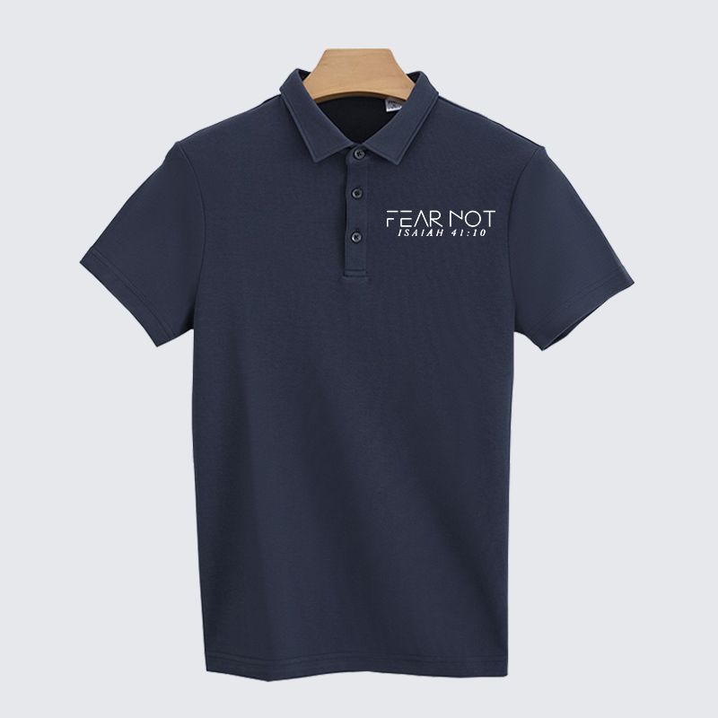 Fear Not Isaiah 41:10 Christian Cotton Short Sleeve Polo Shirt