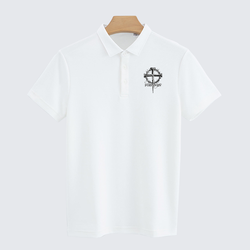 Cross Forgiven Christian Cotton Short Sleeve Polo Shirt