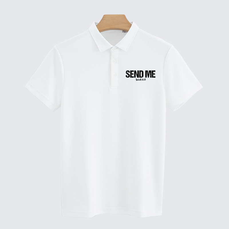 Isaiah 6:8 - SEND ME Christian Cotton Short Sleeve Polo Shirt