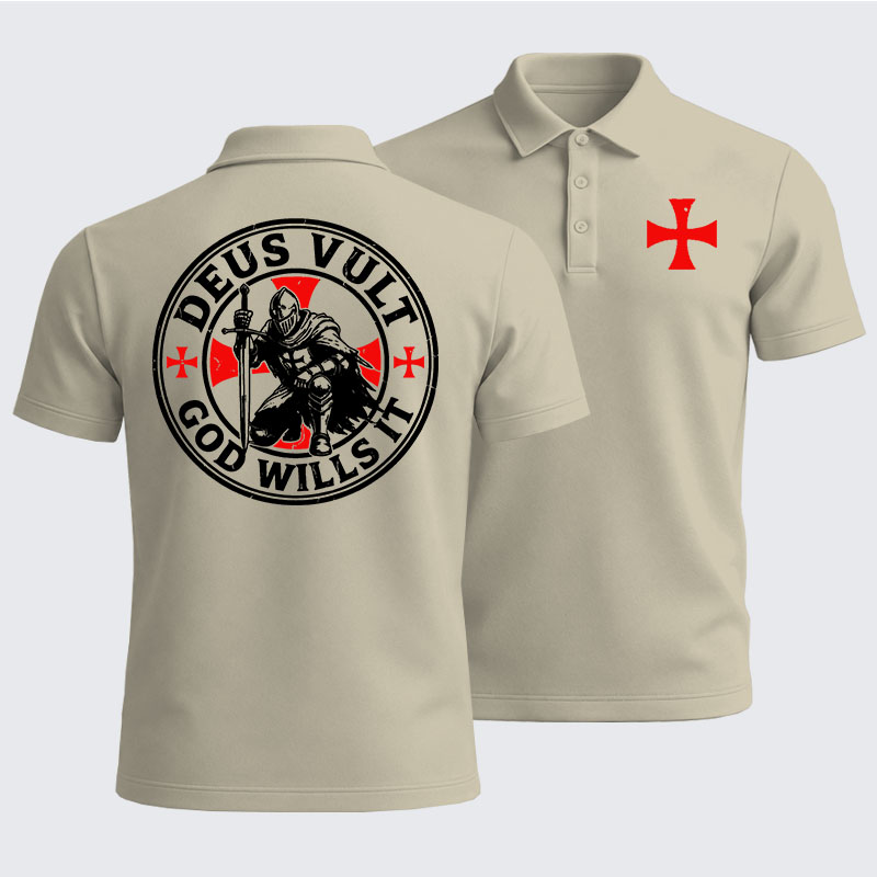 Men’s Premium Cotton Polo Shirt -  Knights Templar Deus Vult