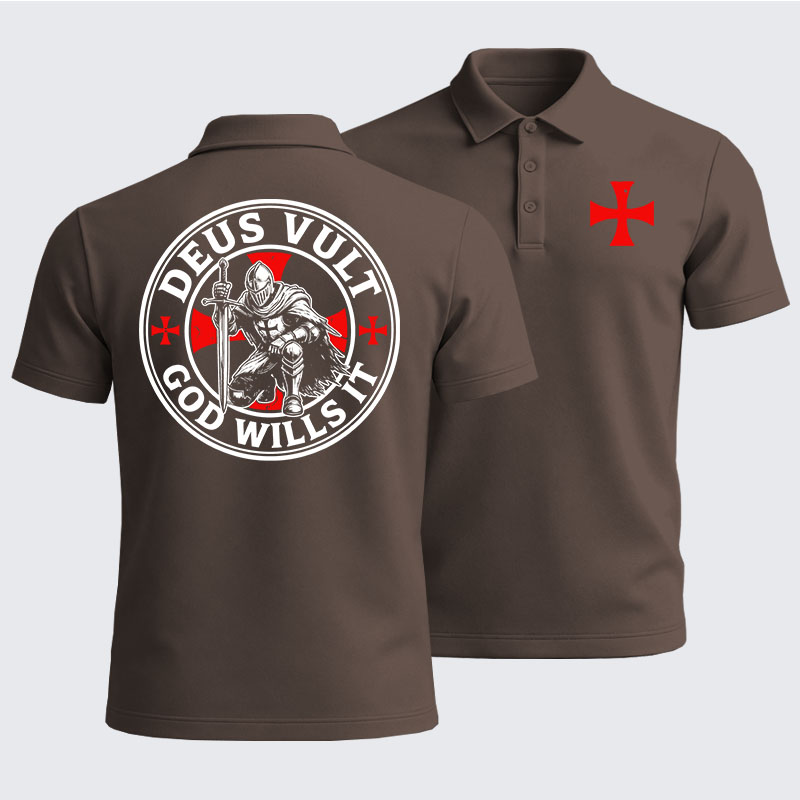 Men’s Premium Cotton Polo Shirt -  Knights Templar Deus Vult