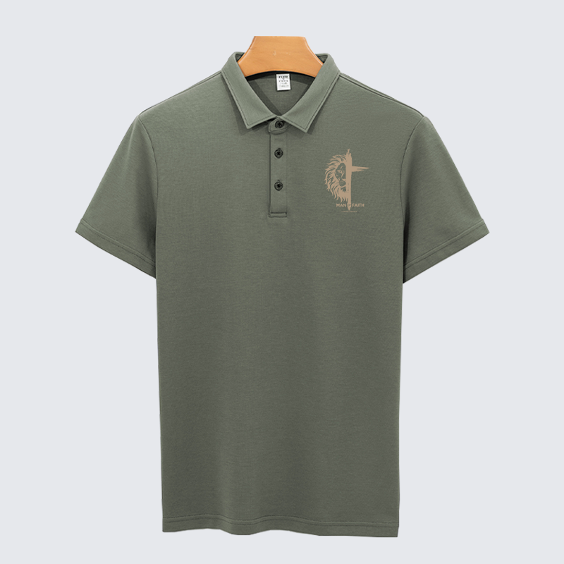 Man of Faith Christian Cotton Short Sleeve Polo Shirt