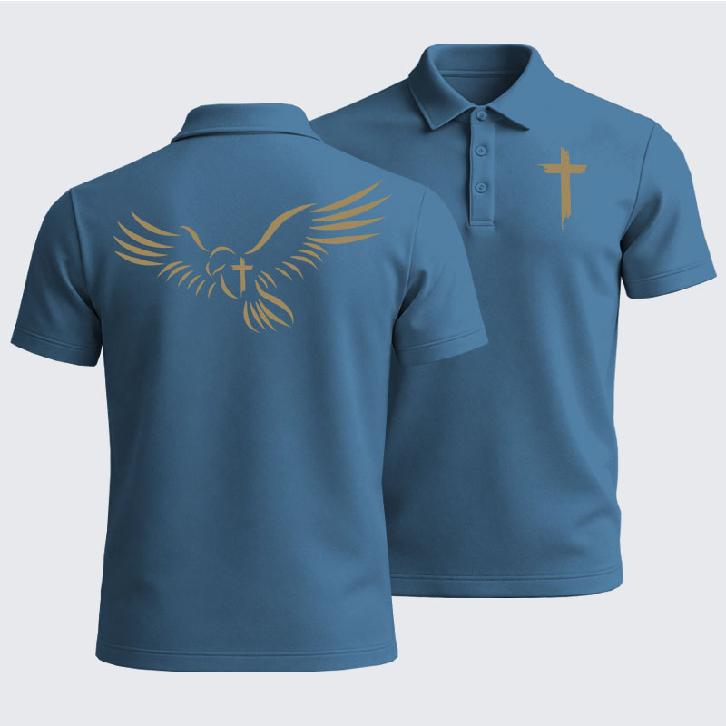 Men’s Premium Cotton Polo Shirt - Wings Like Eagles