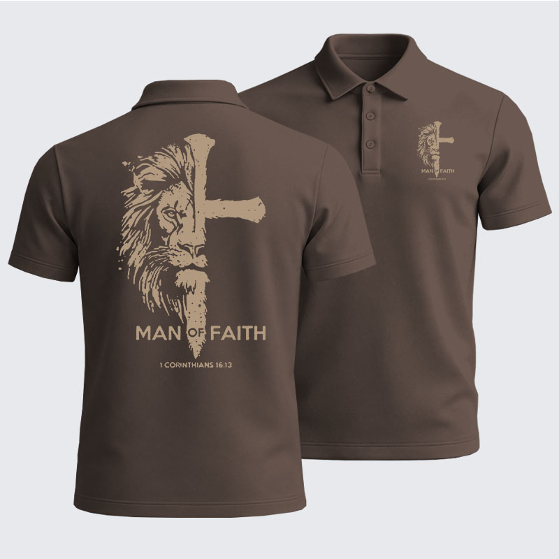 Men’s Premium Cotton Polo Shirt - Man of Faith