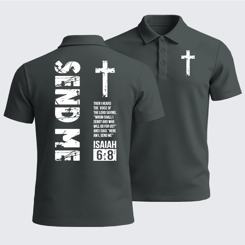 Men’s Premium Cotton Polo Shirt - Send Me Isaiah 6:8