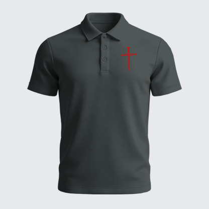 Men’s Premium Cotton Polo Shirt - Red Cross