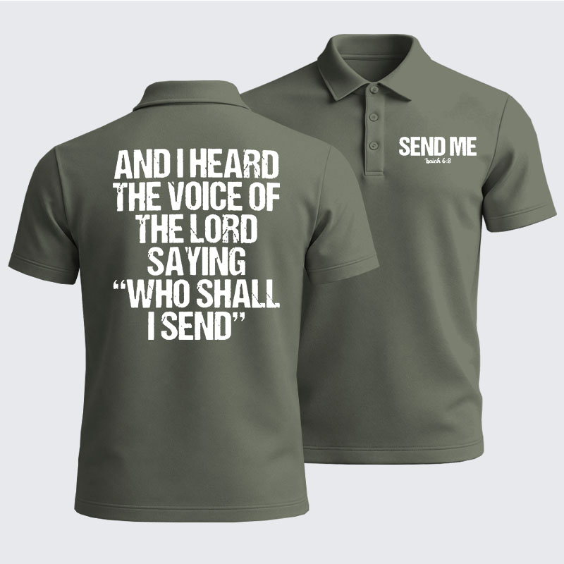 Men’s Premium Cotton Polo Shirt - Send Me Isaiah 6:8