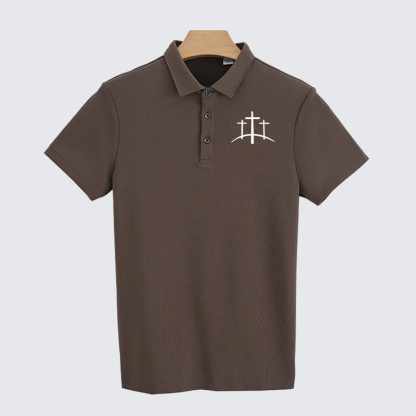 [Copy]Faith Over Fear Cross Christian Cotton Short Sleeve Polo Shirt