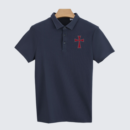 Knights Templar Crusader Cross Christian Cotton Short Sleeve Polo Shirt