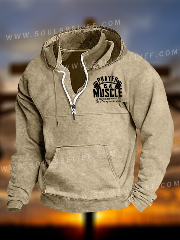 Prayer Is A Muscle Cross Jesus God Christian Pocket Zipper Hoodies
