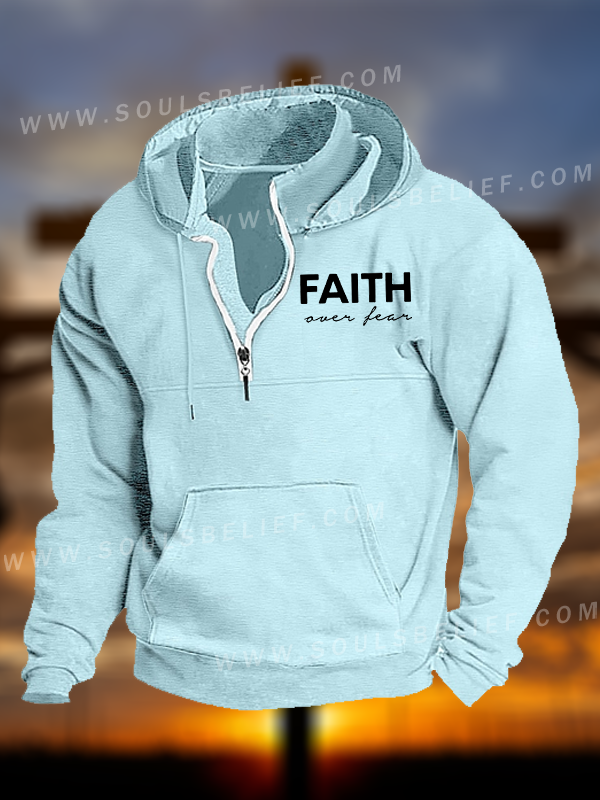 Faith over Fear Jesus God Christian Pocket Zipper Hoodies
