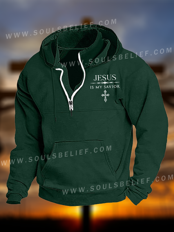 Jesus Is My Savior Jesus God Christian Pocket Zipper Hoodies