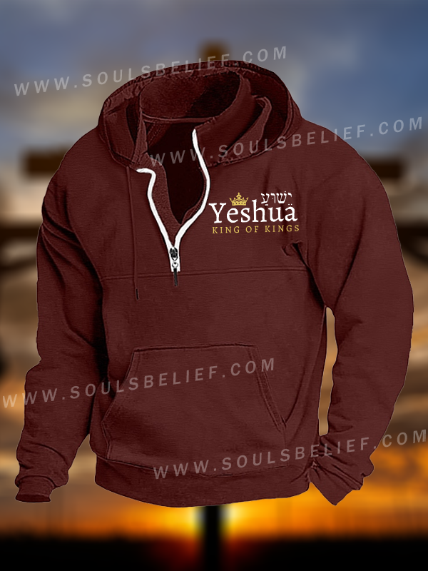 Yeshua King Of Kings Jesus God Christian Pocket Zipper Hoodies