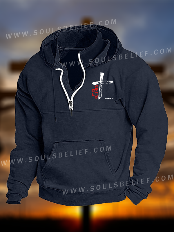 It Is Finished Jesus God Christian Pocket Zipper Hoodies