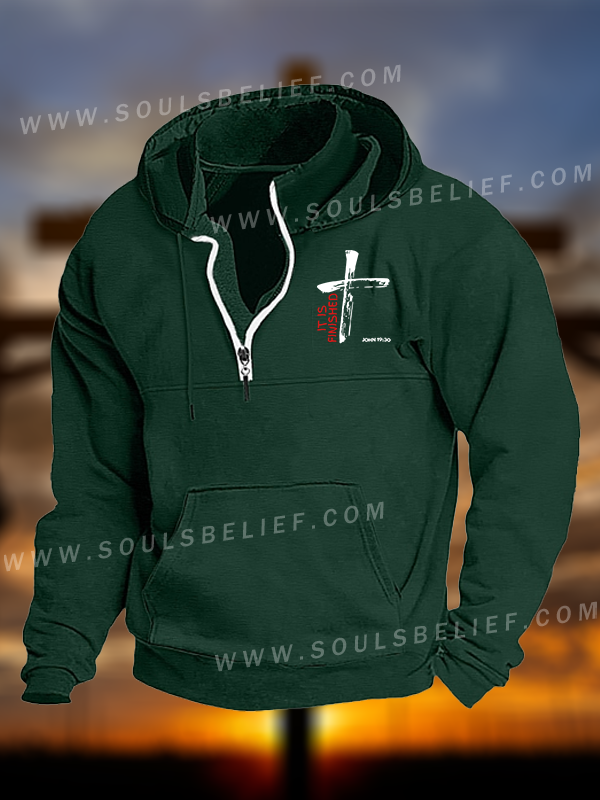 It Is Finished Jesus God Christian Pocket Zipper Hoodies