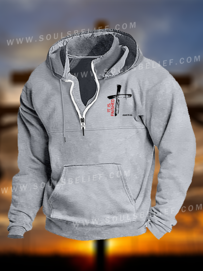 It Is Finished Jesus God Christian Pocket Zipper Hoodies