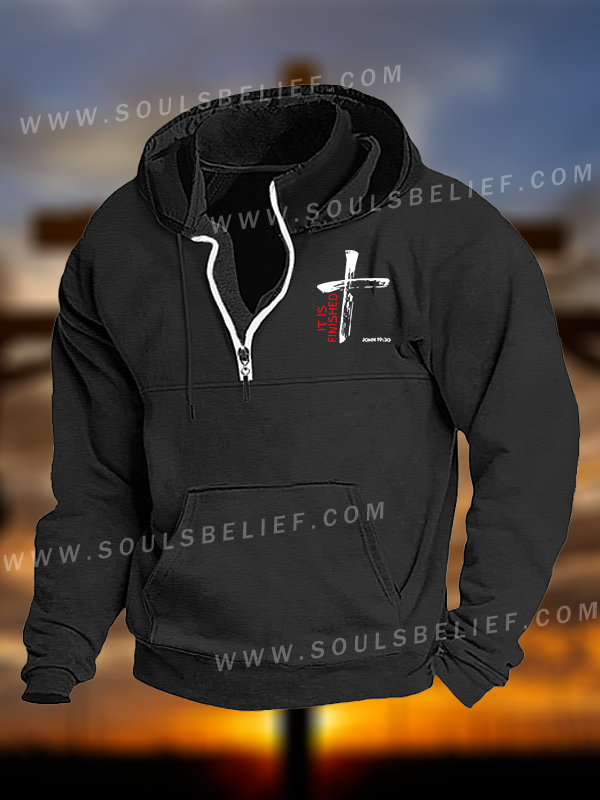 It Is Finished Jesus God Christian Pocket Zipper Hoodies