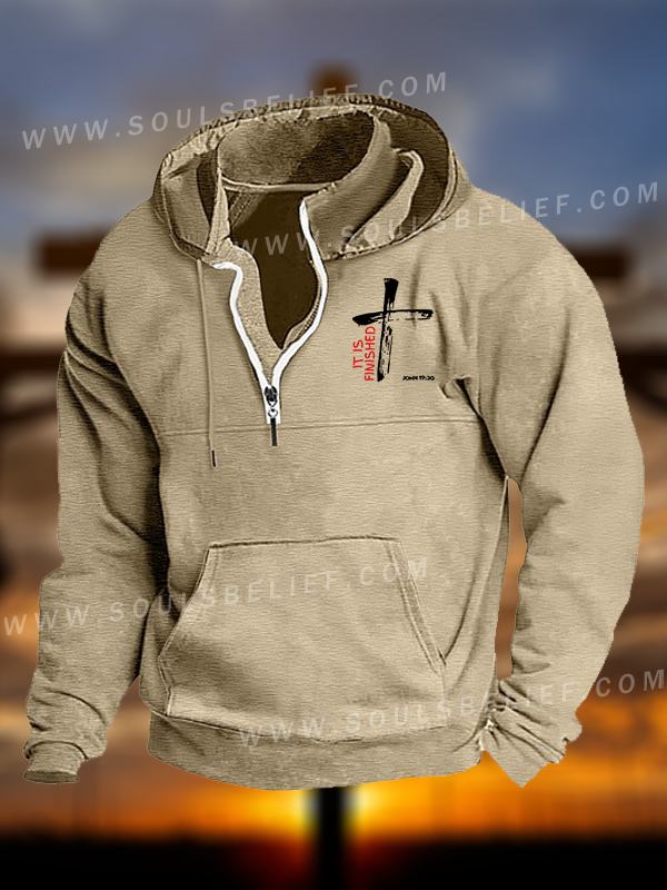 It Is Finished Jesus God Christian Pocket Zipper Hoodies