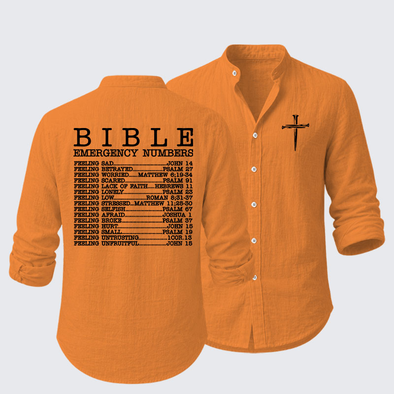 Bible Emergency Numbers Resort Casual Shirt