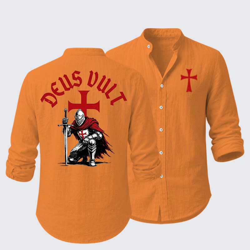 Templar Knight Crusader Deus Vult  Resort Casual Shirt