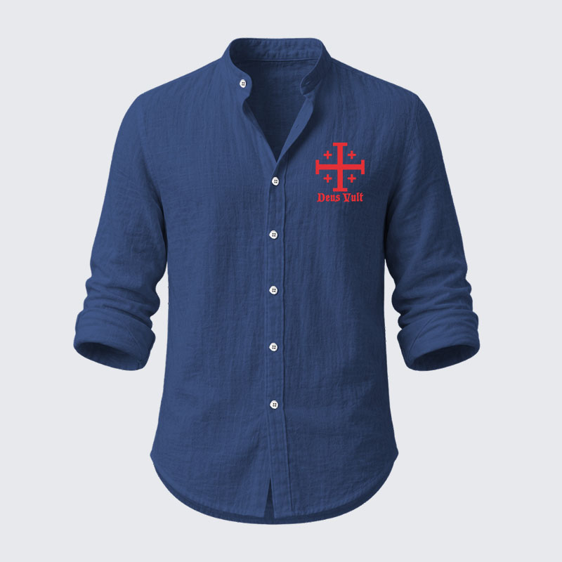 Jerusalem Cross Deus Vult Resort Casual Shirt