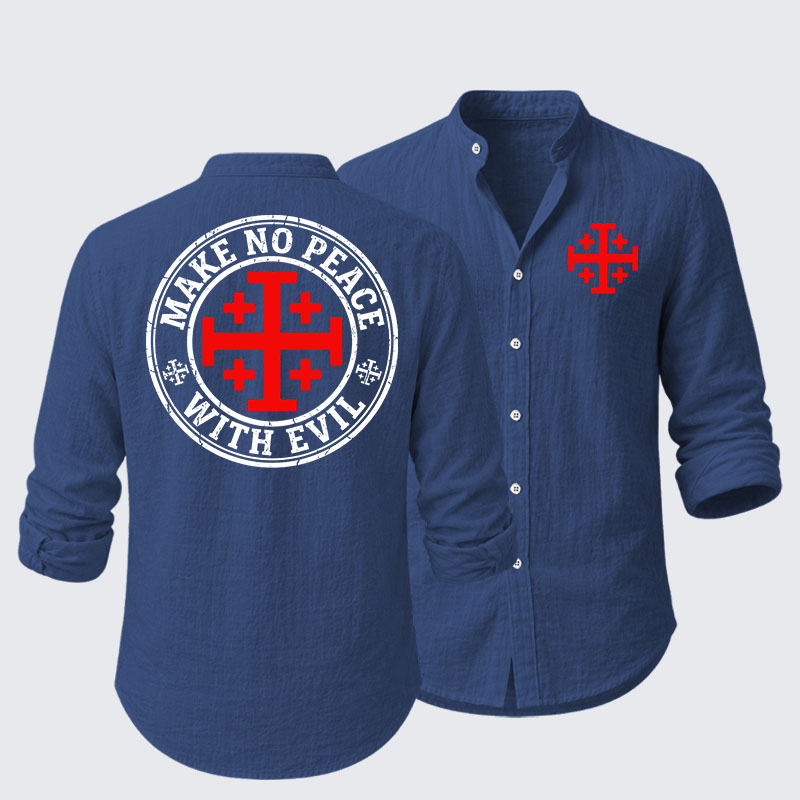 Make No Peace with Evil Knight Templar Jerusalem Cross Resort Casual Shirt
