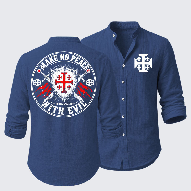Make No Peace with Evil Knight Templar Jerusalem Cross Resort Casual Shirt