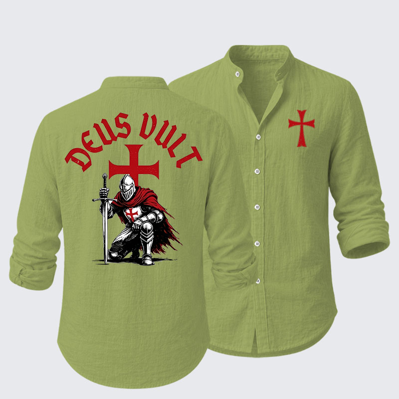 Templar Knight Crusader Deus Vult  Resort Casual Shirt