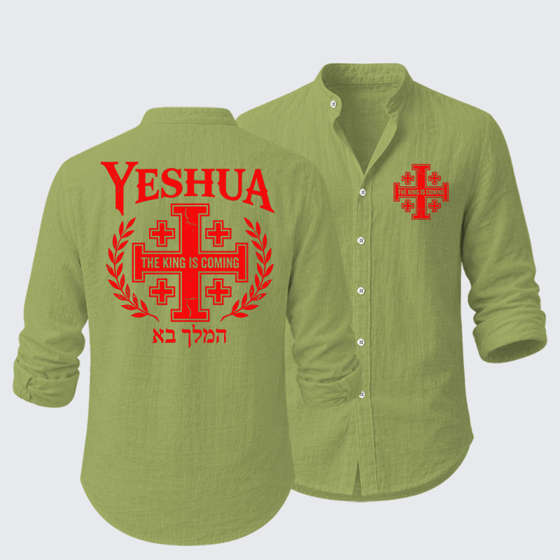 Yeshua The King Is Coming Hebrew Name Resort Casual Shirt