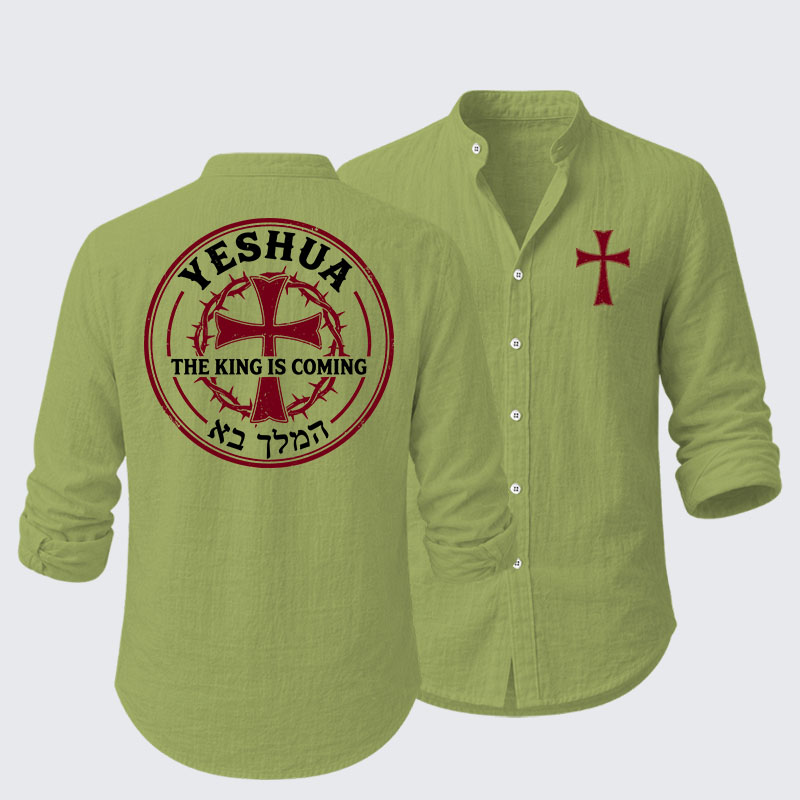 Yeshua The King Is Coming Hebrew Name Resort Casual Shirt